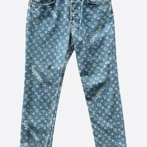 Louis Vuitton Supreme Blue Monogram Jeans